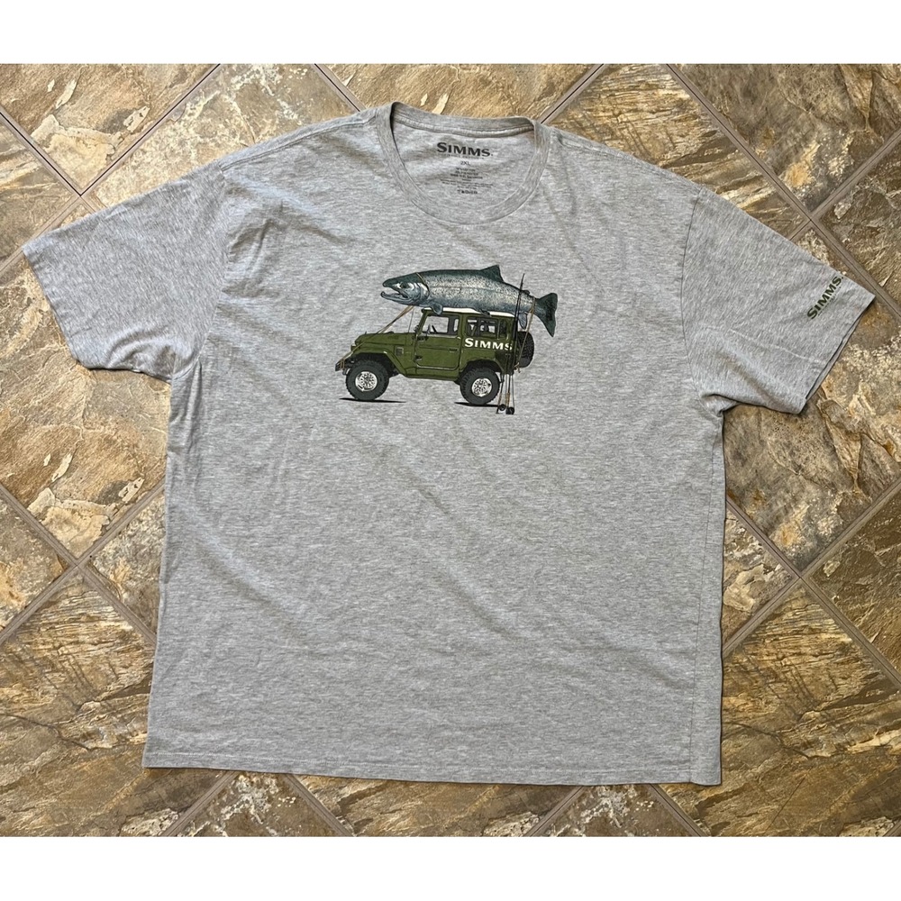 Simms Graphic T-Shirt Mens 2XL Gray Good Fishing Salmon Off-Road Tee